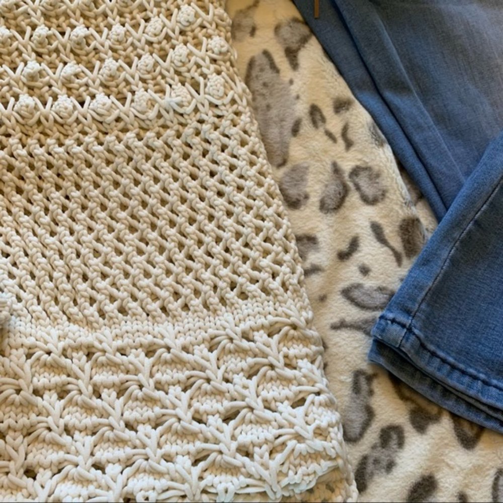 New Lux Open Knit Crochet Pullover Boho Sweater - Picture 6 of 8